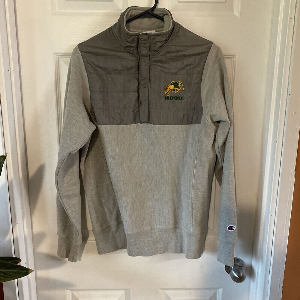 Champion Men’s Sweatshirt Vintage NDSU Bison Long Sleeve Pullover Buttons